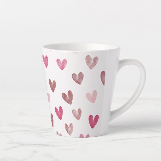 Cute Pink Heart Pattern – Romantic &Stylish Design Milchtasse (Rechts)