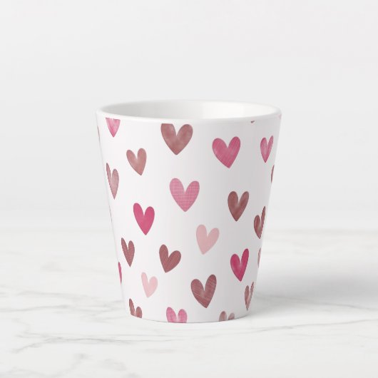 Cute Pink Heart Pattern – Romantic &Stylish Design Milchtasse (Vorderseite)