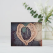Cute pink heart-shaped baby knitting postcard postkarte (Stehend Vorderseite)
