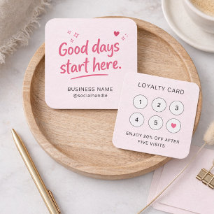 Cute Pink Heart Sparkle Schriftzug Gute Tage QR-Co Quadratische Visitenkarte