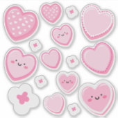Cute Pink Hearts Custom-cut Aufkleber (Vorderseite)