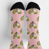 Cute Pink Hearts Custom Pet Photo Socken (Oben)