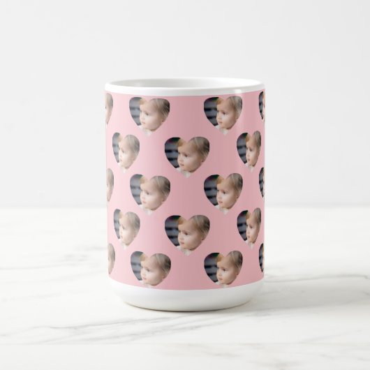 Cute Pink Hearts Kids Photo Custom Face Kaffeetasse (Mittel)