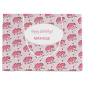 Cute pink hedgehog Gift Bag Große Geschenktüte (Vorderseite)
