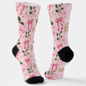 Cute Pink Holly Christmas Socks Socken (Gewinkelt)