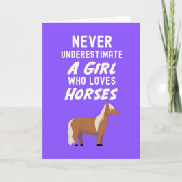 Cute Pink Horse Cards For Baby Girls Kids Lover Karte