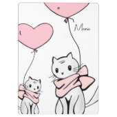 Cute Pink Kitten Cats Hearts Clipboard Klemmbrett (Rückseite)