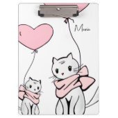 Cute Pink Kitten Cats Hearts Clipboard Klemmbrett (Vorderseite)
