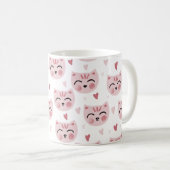 Cute Pink Kittens and Hearts Pattern for Kids Kaffeetasse (VorderseiteRechts)