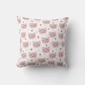 Cute Pink Kittens and Hearts Pattern for Kids Kissen (Vorderseite)