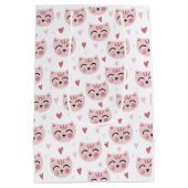 Cute Pink Kittens and Hearts Pattern for Kids Mittlere Geschenktüte (Rückseite)