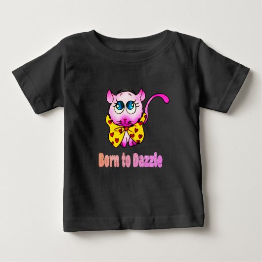 Cute Pink Kitty - Born to Dazzle Art Baby T-shirt (Vorderseite)