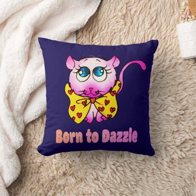 Cute Pink Kitty - Born to Dazzle Art Kissen (Decke)