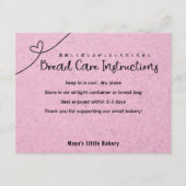Cute Pink Kraft Heart Bread Care Instructions Dankeskarte (Vorderseite)