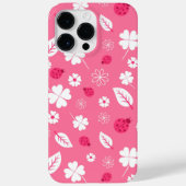 Cute Pink Ladybug and Clover Pattern iPhone Case (Rückseite)