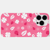 Cute Pink Ladybug and Clover Pattern iPhone Case (Rückseite (Horizontal))