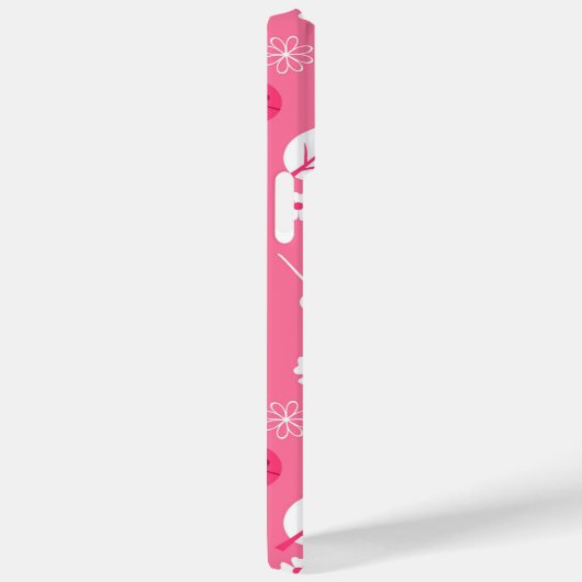 Cute Pink Ladybug and Clover Pattern iPhone Case (Rückseite / Rechts)