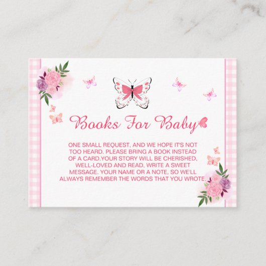 Cute Pink Little Butterfly Baby's Book Request Begleitkarte (Vorderseite)