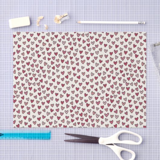 Cute Pink Little Hearts Tissue Paper Seidenpapier (Handwerk)