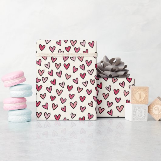 Cute Pink Little Hearts Wrapping Paper Roll Geschenkpapier (Babyparty)