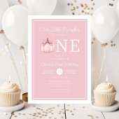 Cute Pink Little Pumpkin 1st Birthday Einladung