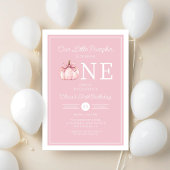 Cute Pink Little Pumpkin 1st Birthday Einladung