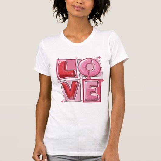 Cute Pink LOVE Balloon Typography Valentine Art T-Shirt (Vorderseite)