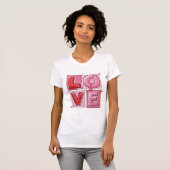 Cute Pink LOVE Balloon Typography Valentine Art T-Shirt (Vorne ganz)