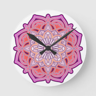 Cute Pink Mandala Runde Wanduhr