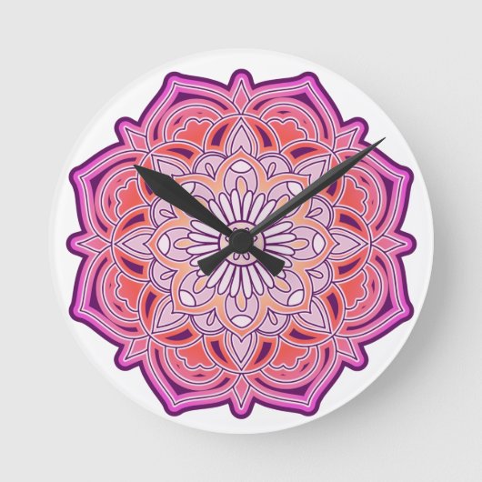 Cute Pink Mandala    Runde Wanduhr (Vorderseite)