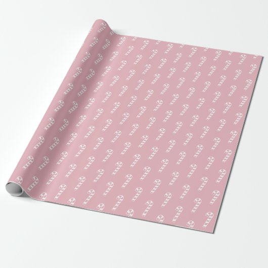Cute Pink Modern Christmas Candy Cane Pattern Geschenkpapier (Ungerollt)