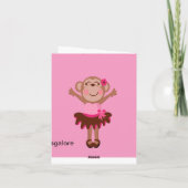 Cute, Pink Monkey in Tutu Girl Thank You Dankeskarte (Rückseite)