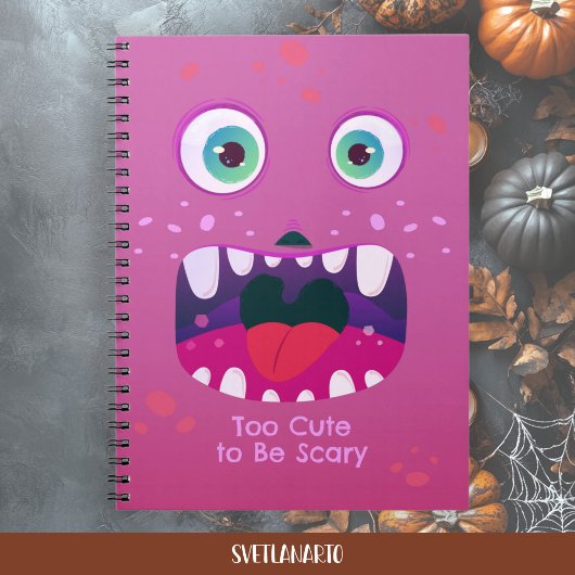 Cute Pink Monster Face Spiral Notebook Notizblock