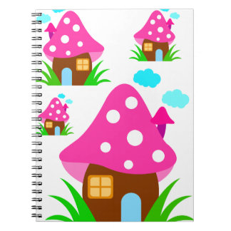 Cute Pink Mushroom House and Clouds  Baby Blanket Notizblock