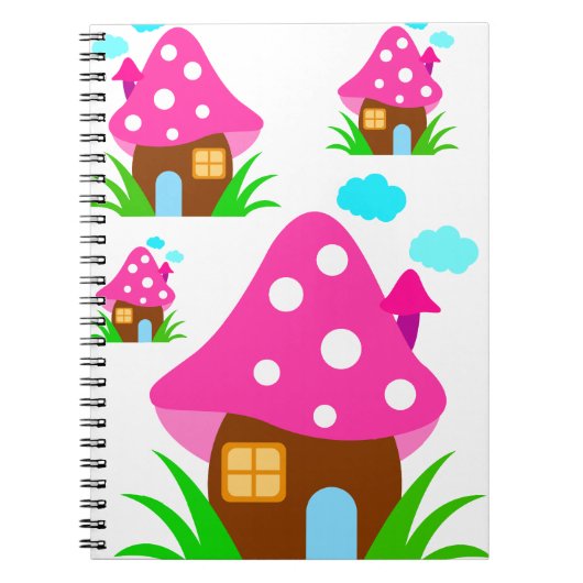Cute Pink Mushroom House and Clouds  Baby Blanket Notizblock (Vorderseite)
