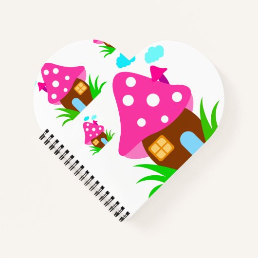 Cute Pink Mushroom House and Clouds  Baby Blanket Notizblock (Vorderseite)