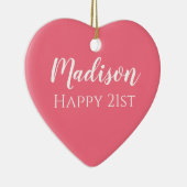 Cute Pink Name 21st Birthday Ornament (Rechts)