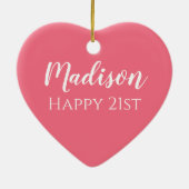Cute Pink Name 21st Birthday Ornament (Hinten)