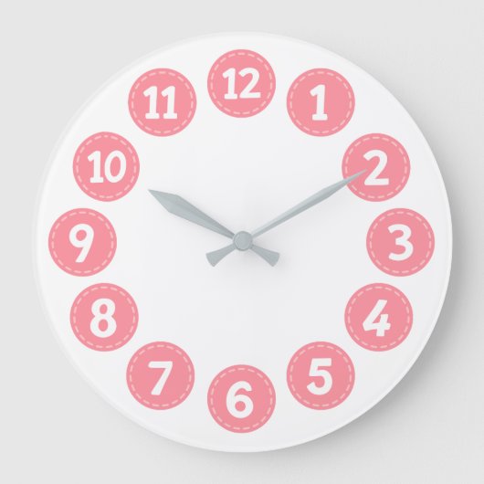 Cute Pink Numbers Große Wanduhr (Vorderseite)