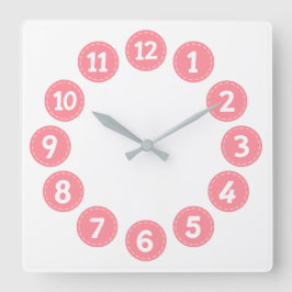Cute Pink Numbers Quadratische Wanduhr