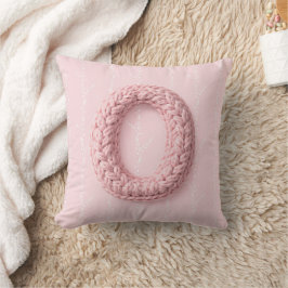 Cute pink O monogram initial crocheted letter boho Kissen