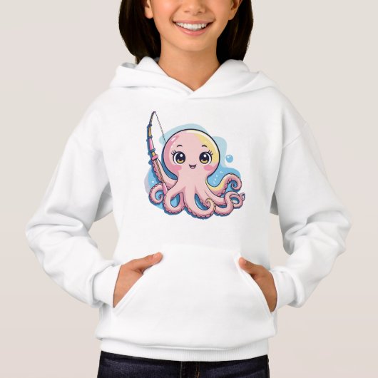 Cute Pink Octopus – Kids’ Hoodie (Vorderseite)