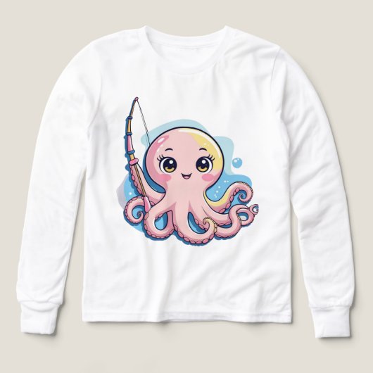 Cute Pink Octopus – Kids’ Long Sleeve Tee (Design Vorderseite)