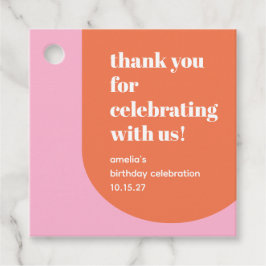 Cute Pink Orange 21st Birthday Custom Thank You  Geschenkanhänger