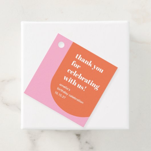 Cute Pink Orange 21st Birthday Custom Thank You Geschenkanhänger (Beispiel)