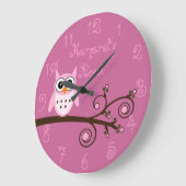 Cute Pink Owl Personalized Girl's Room Große Wanduhr (Winkel)