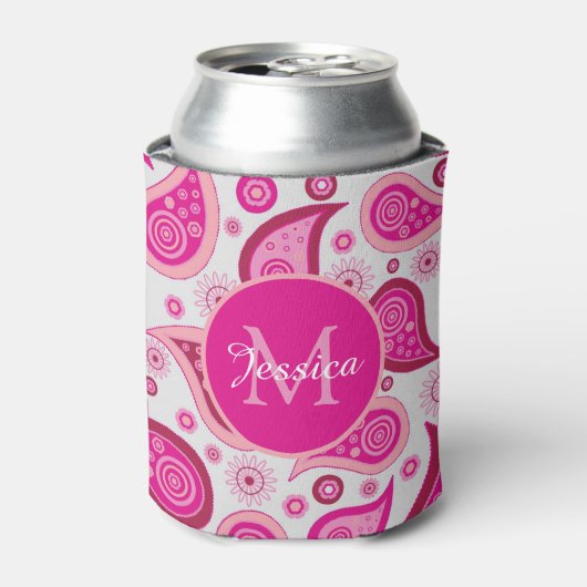 Cute Pink Paisley Personalised Dosenkühler (Kanne Vorderseite)