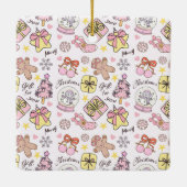 Cute Pink Pastel Christmas Pattern Photo Custom Keramikornament (Rückseite)