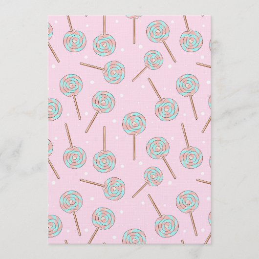 Cute Pink Pastel Lollipop Seamless Pattern Einladung (Vorderseite)
