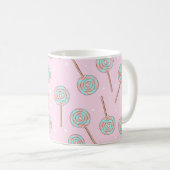 Cute Pink Pastel Lollipop Seamless Pattern Kaffeetasse (VorderseiteRechts)